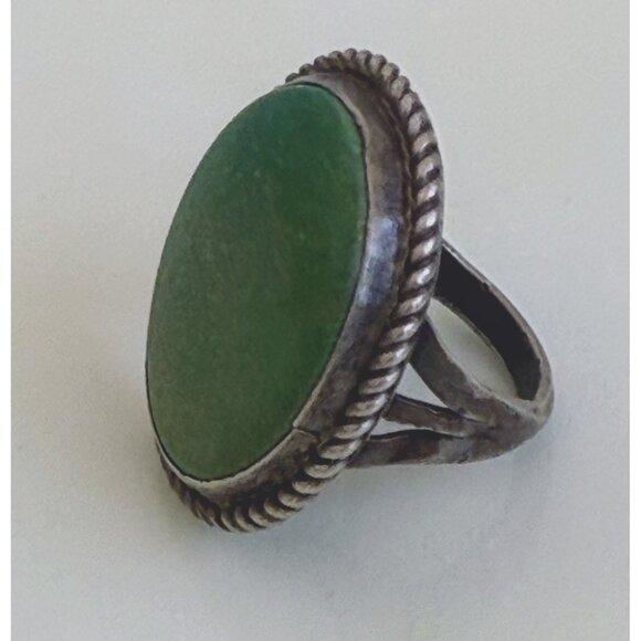 Vintage 70's Large Navajo Green Turquoise Ring Size 5.5 - Picture 12 of 12